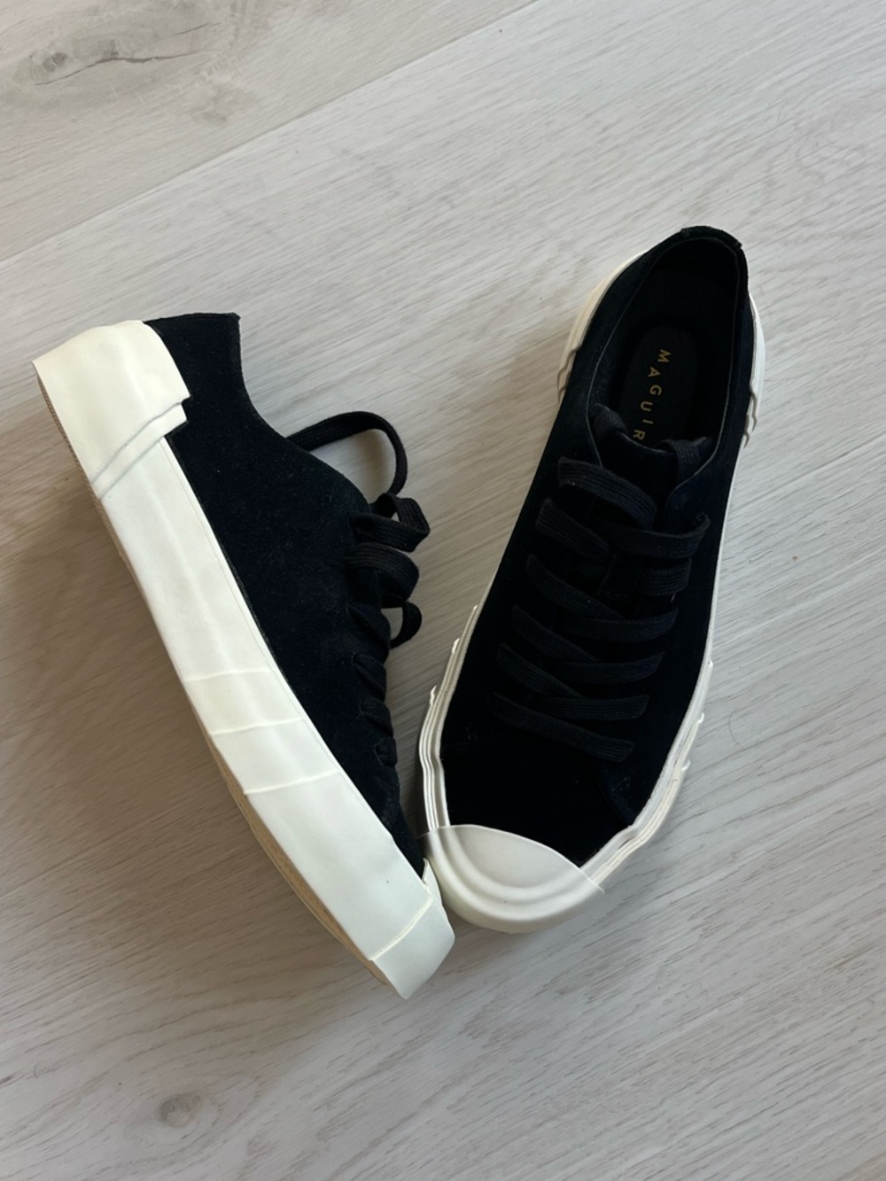 Maguire Taipei Black Suede Leather Low-Top Sneakers with White Rubber Sole